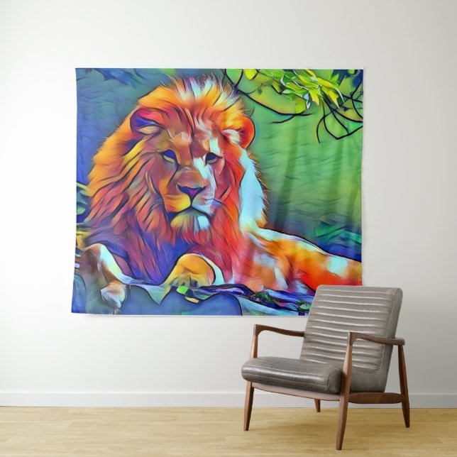 Pop Art Lion Tapestry (In Situ (Horizontal))