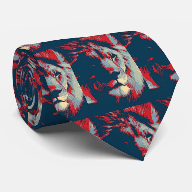 Pop Art Lion Tie (Rolled)
