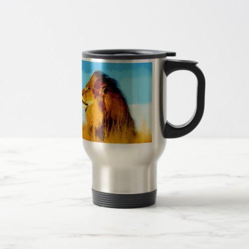 Pop Art Lion Travel Mug