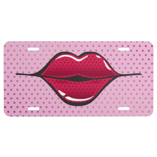 Pop Art Lips Aluminum License Plate