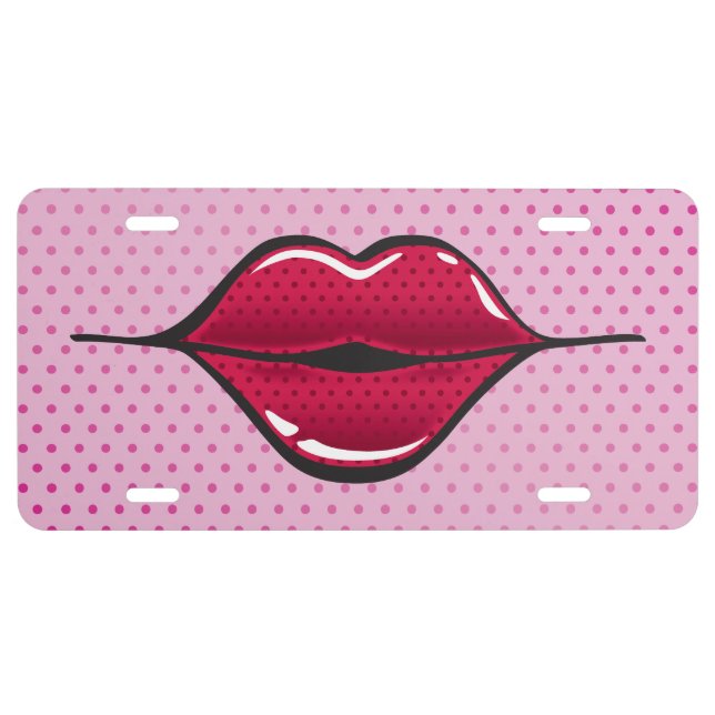 Pop Art Lips - Aluminum License Plate (Front)