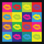 Pop Art Lips Kiss Marks Colorful Poster<br><div class="desc">Sassy Pop Art Lips Kiss Marks Colorful Poster.</div>