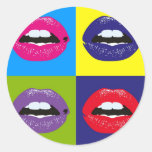 Pop Art Lips Pattern Deisgn Classic Round Sticker at Zazzle