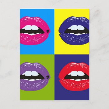 Pop Art Lips Pattern Deisgn Postcard by Hodge_Retailers at Zazzle