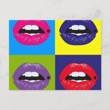 Pop Art Lips Pattern Deisgn Postcard by Hodge_Retailers at Zazzle
