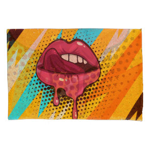 Pop Art Lips: Vintage Trendy Pillow Case
