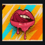 Pop Art Lips: Vintage Trendy Poster<br><div class="desc">Pink, red lips, mouth and tongue icon on pop art retro vintage colorful background. Trendy and fashion color illustration easy editable for Your design of poster and banner. Pop Art Vibes: Retro Colorful Mouth on Playful Background. Pop Art Temptation: Retro Glamour, Bold Lips, Vibrant Messaging. art, pop, background, retro, mouth,...</div>