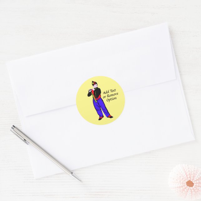 Pop Art Little Flutist (Manet) Classic Round Sticker (Envelope)