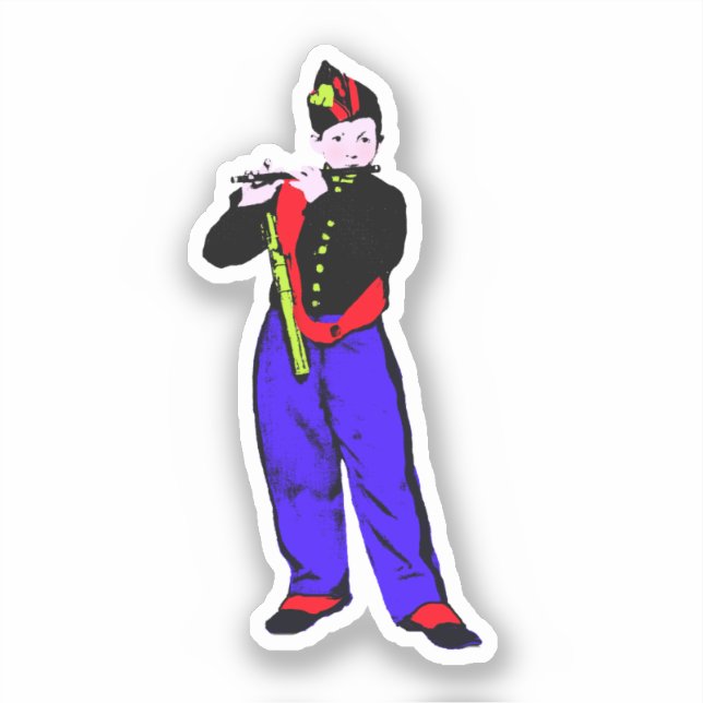 Pop Art Little Flutist (Manet) Sticker (Front)