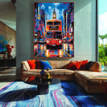 Pop Art London Bus with Big Ben Backdrop Canvas Print<br><div class="desc">Capture the charm and energy of London with this bold pop art featuring a red double-decker bus against the backdrop of Big Ben. The vibrant colors and retro style bring the iconic city to life, perfect for fans of pop art, British culture, and trendy urban decor. Add a lively and...</div>
