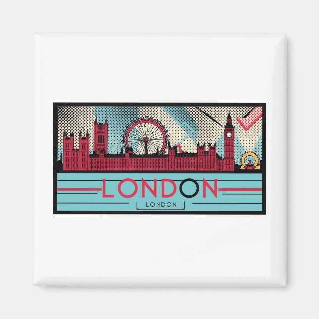 Pop-Art London Skyline Magnet (Front)