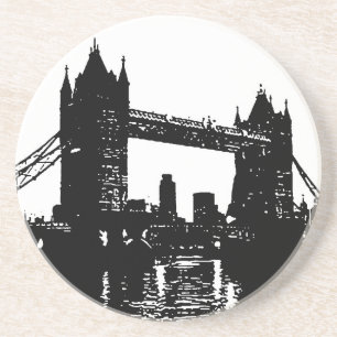 Pop Art London Tower Bridge Sandstone Coaster