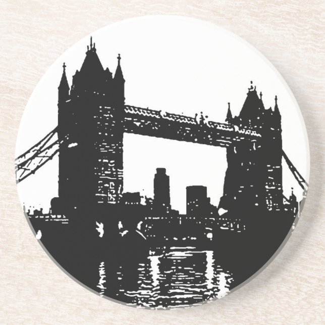Pop Art London Tower Bridge Sandstone Coaster (Front)