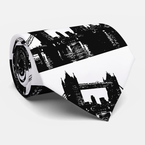 Pop Art London Tower Bridge Silhouette Neck Tie