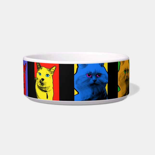 Pop Art Long And Short Haired Cats Bowl (Front)