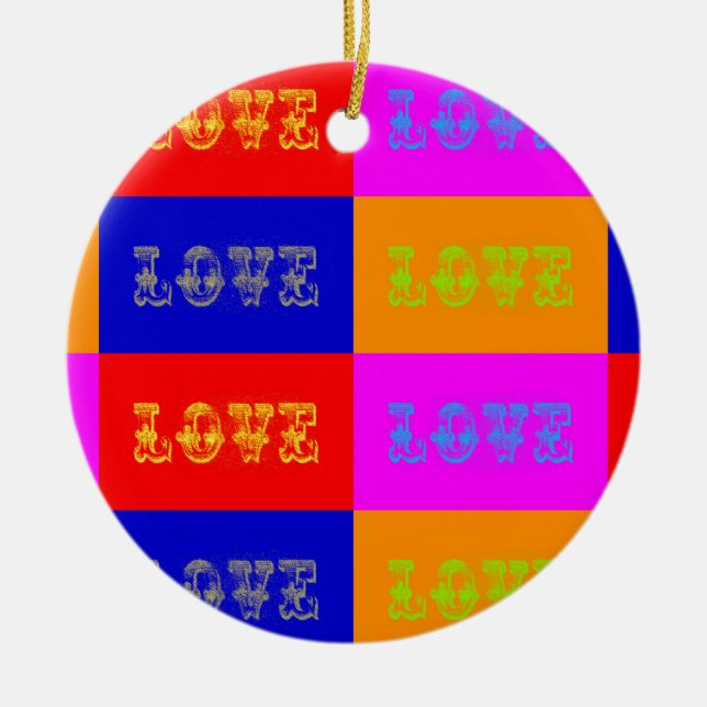 Pop Art Love Ceramic Ornament (Front)