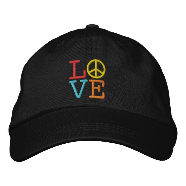 Pop Art LOVE Embroidered Baseball Cap (Front)