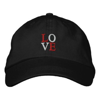 Pop Art Love Embroidered Baseball Hat by Ladiebug at Zazzle