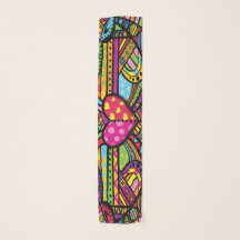 Pop Art Love Heart Illustrated Scarf/Shawl