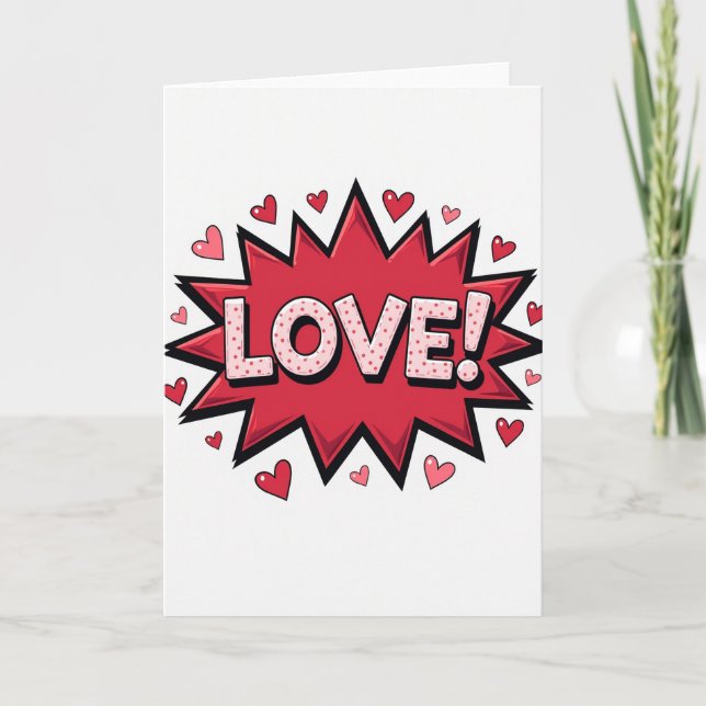 Pop Art Love Hearts Card (Front)