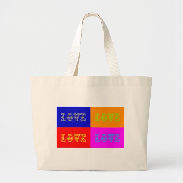 Pop Art Love Large Tote Bag (Front)