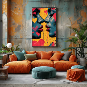 Pop Art Love: Lovers' Faces Photo Print