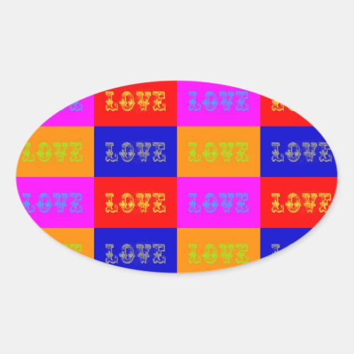 Pop Art Love Oval Sticker