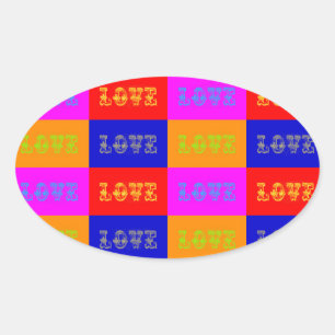 Pop Art Love Oval Sticker