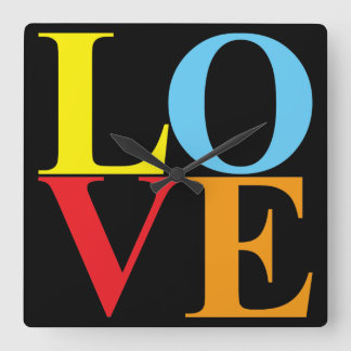 Pop Art LOVE Square Wall Clock