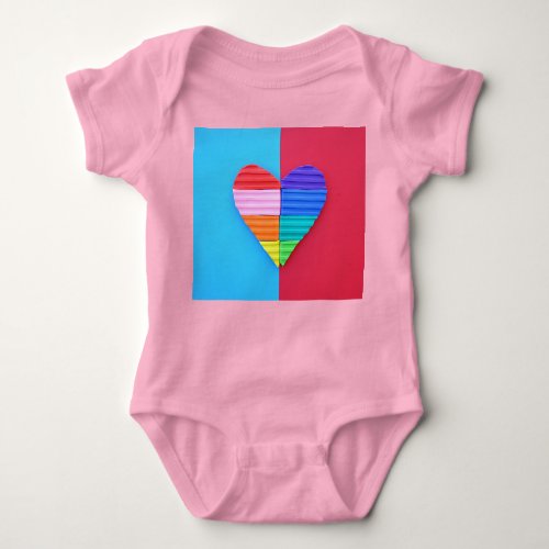 Pop Art Love Twin Rainbow Hearts Baby Bodysuit