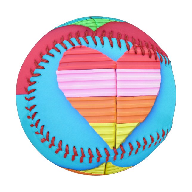 Pop Art Love Twin Rainbow Hearts Baseball (Front Left)