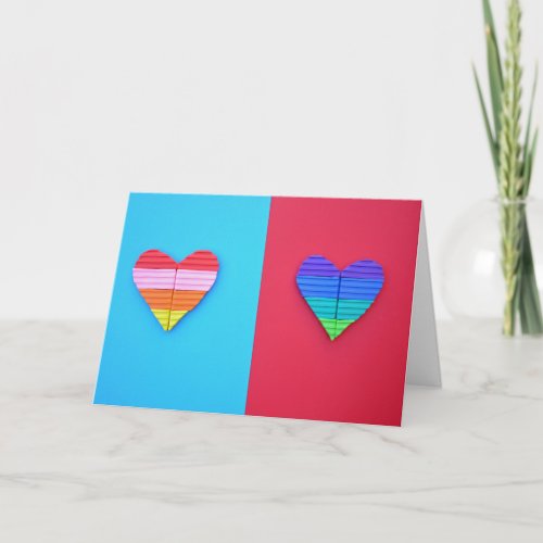 Pop Art Love Twin Rainbow Hearts Card