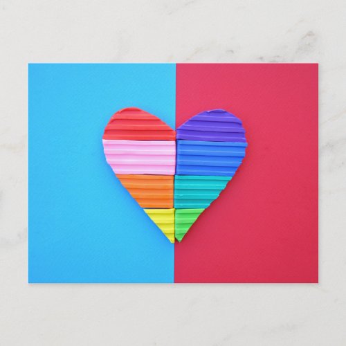 Pop Art Love Twin Rainbow Hearts Postcard