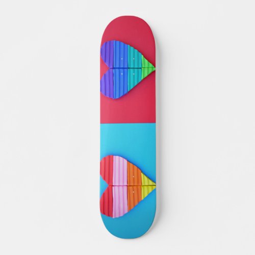 Pop Art Love Twin Rainbow Hearts Skateboard