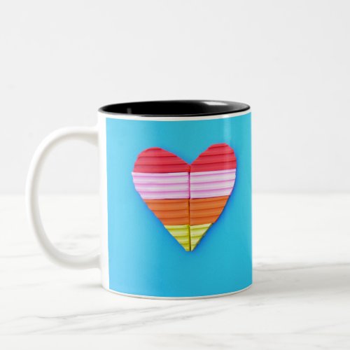 Pop Art Love Twin Rainbow Hearts Two_Tone Coffee Mug