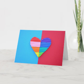 Pop Art Love Twin Valentine Rainbow Hearts Card