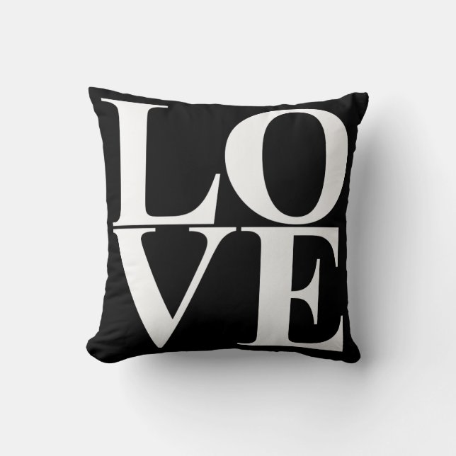 Pop Art Love Typography Throw Pillow (Front)