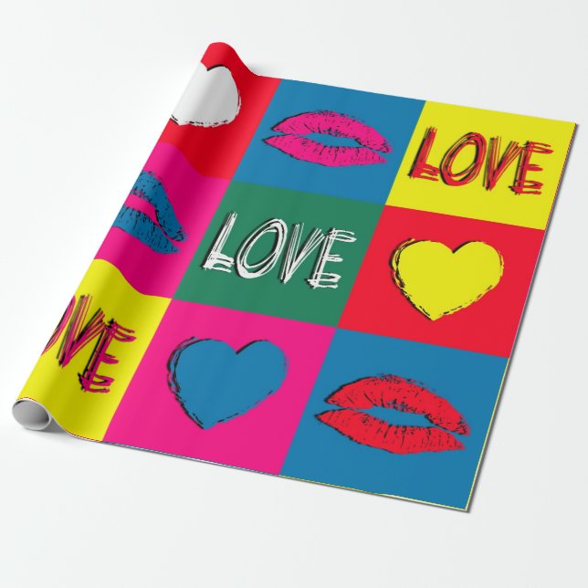 Pop art love wrapping paper (Unrolled)