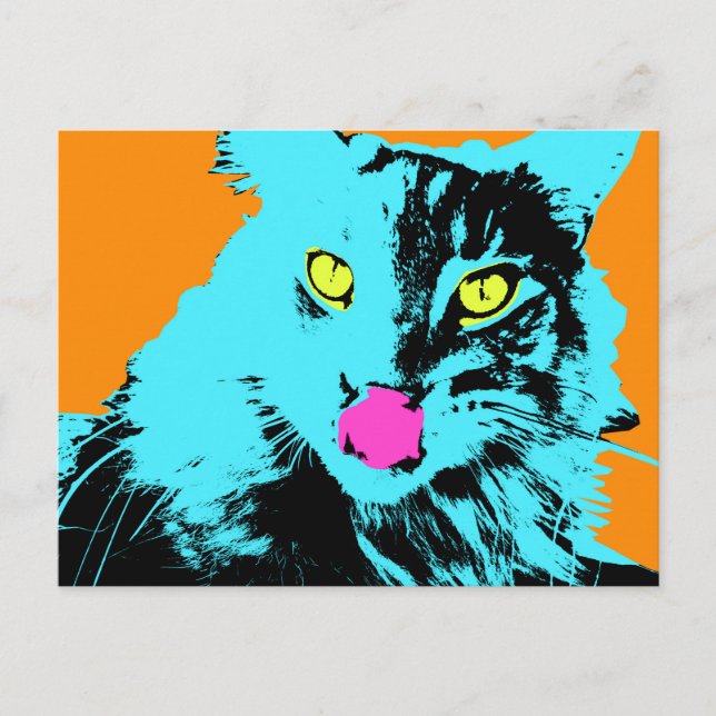 Pop Art Maine Coon Cat Postcard (Front)