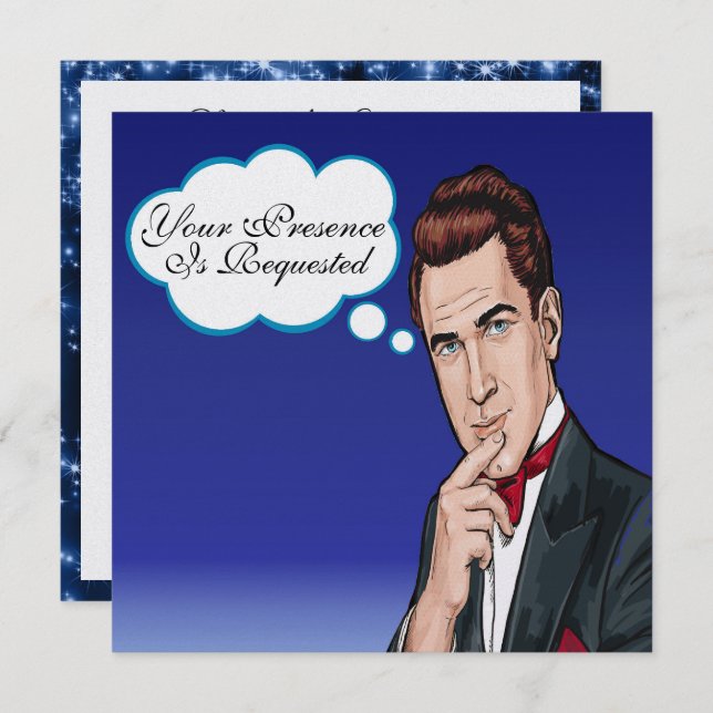 Pop Art Man Formal Celebration Invitation (Front/Back)