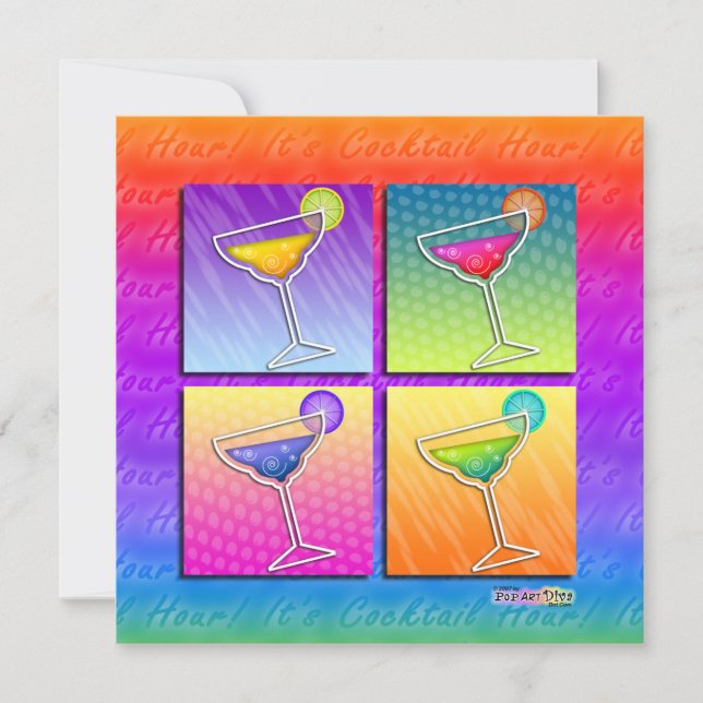 Pop Art MARGARITAS SQ. PARTY INVITATION (Front)