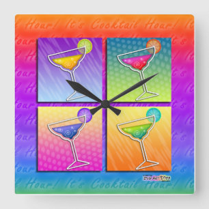 Pop Art MARGARITAS SQ WALL CLOCK