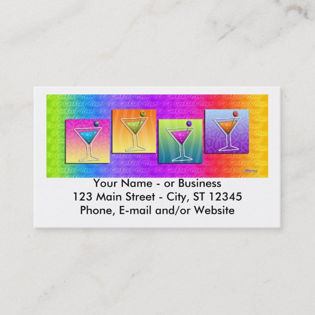 Pop Art MARTINIS BUSINESS CARDS (horizontal) (Front)
