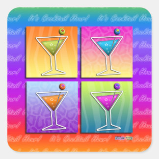 Pop Art MARTINIS STICKER (sq)