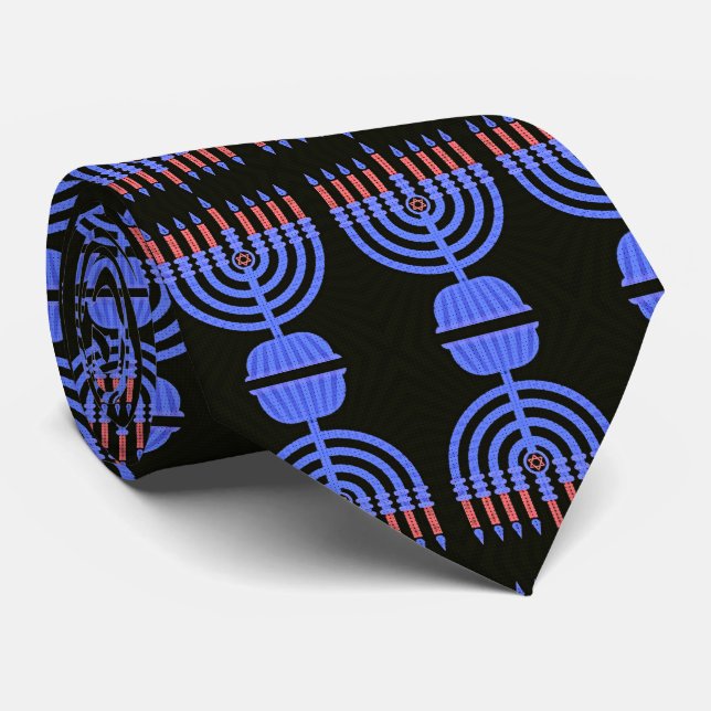 Pop Art Menorah Neck Tie (Rolled)