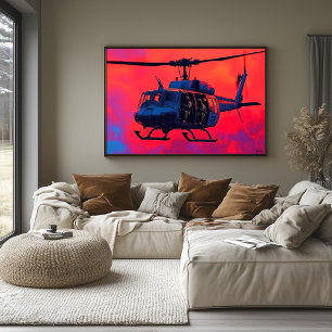 Pop Art Military Helicopter - Aviation Scene Poster