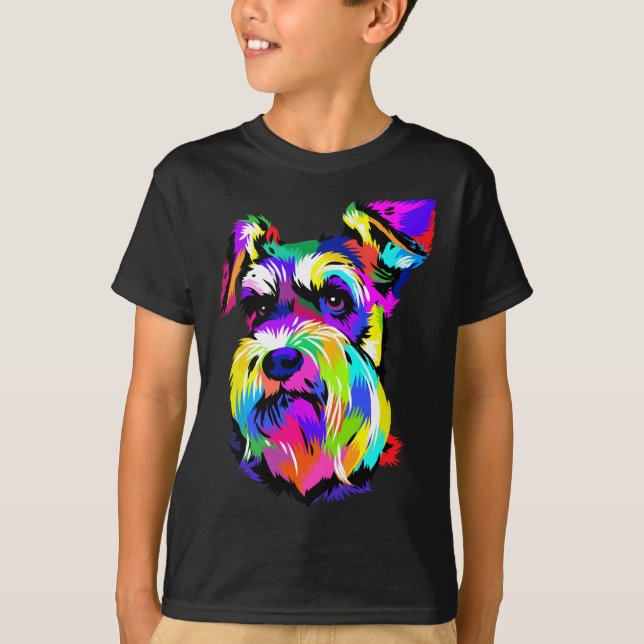 Pop Art Miniature Schnauzer Dog Animal Lovers Keep T-Shirt (Front)
