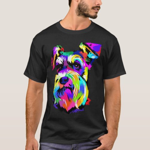Pop Art Miniature Schnauzer Dog Animal Lovers Keep T_Shirt
