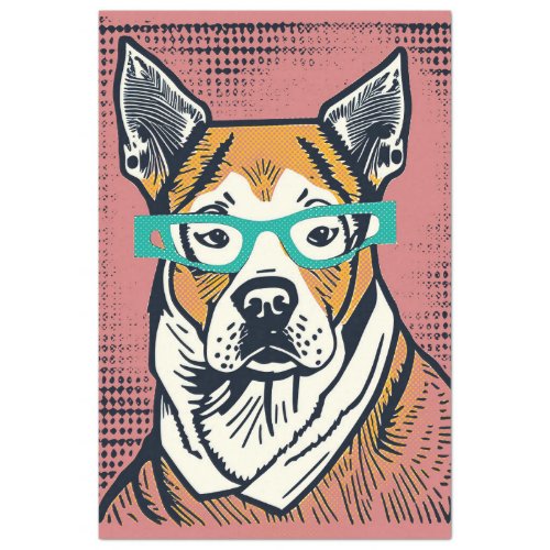 Pop Art Mixed Breed Dog Tissue Paper For Decoupage