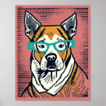 Pop Art Mixed Breed Dog With Glasses Poster<br><div class="desc">Pop Art Mixed Breed Dog With Glasses Poster</div>